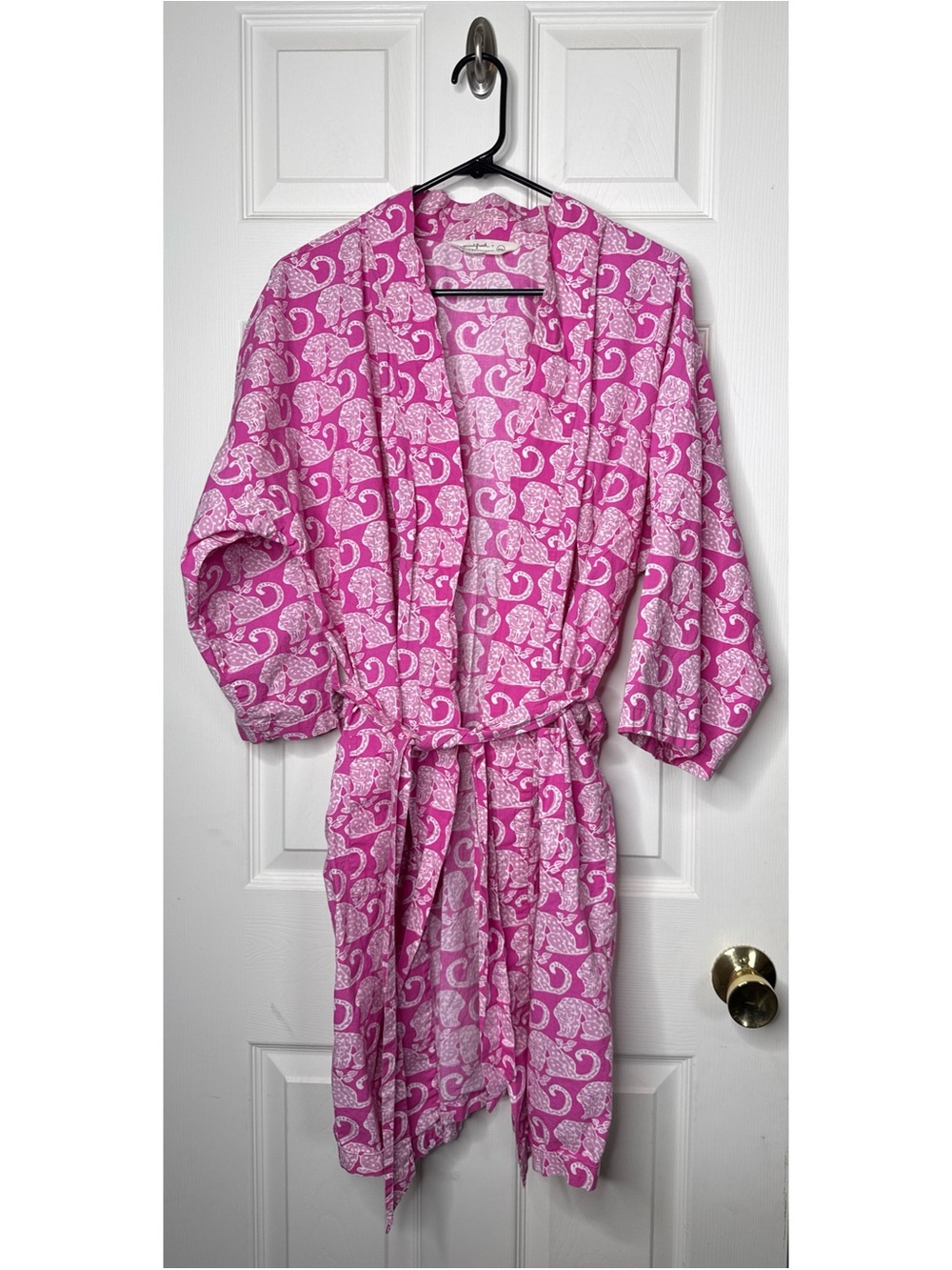 Printfresh Anthropologie Pink Leopard Robe Size Small Medium - Picture 2 of 5